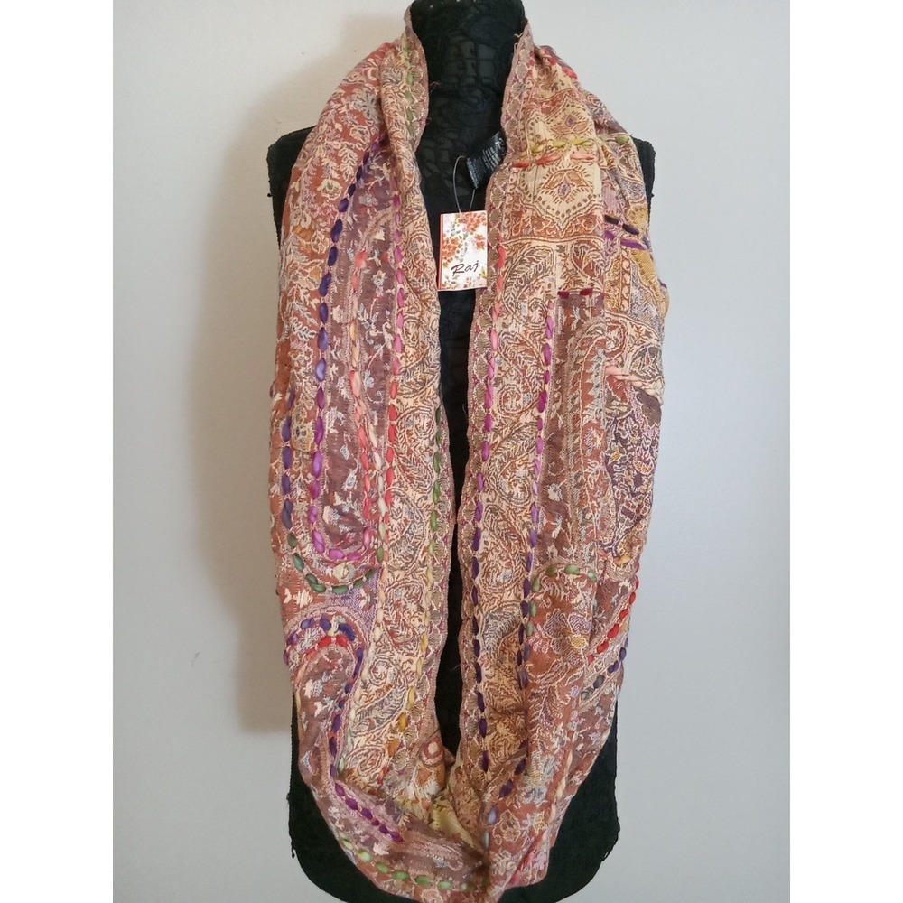 Raj Women Crochet Woven Boho Tribal Infinity Scarf